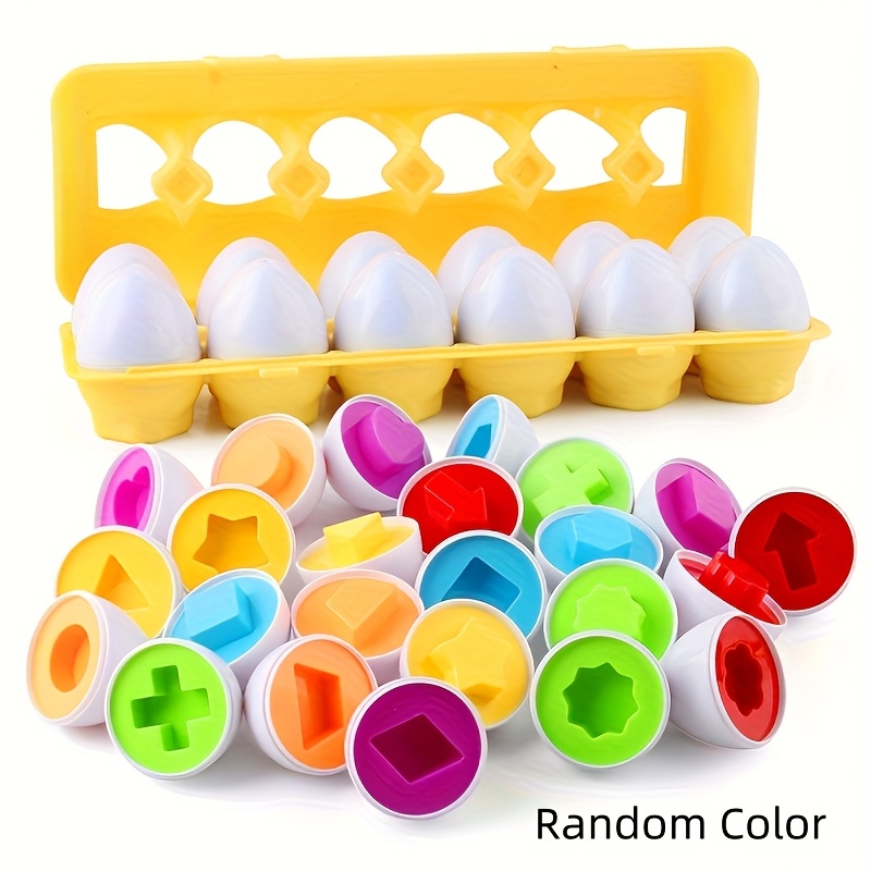 Image of Easter Toys, Toddler Toys, 12pcs Matching Game, Random Color And Shape Sorter, Easter Basket Fillers, Sensory Bin Toys, Travel Toys, Fine Motor Skill Learning Toys