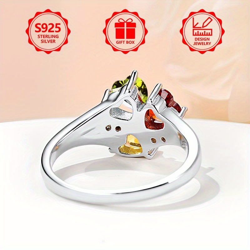 925 Silver Women's Ring with Colorful Stones