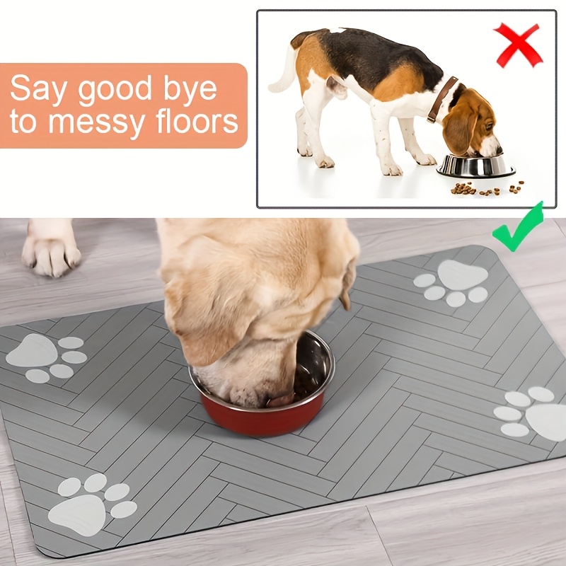 geometric paw print dog food mat non slip quick absorbing pet bowl mat rectangular design suitable for small to medium dogs durable pet accessory Product details 8