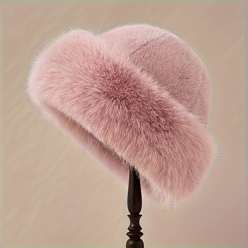 

Women's Fur Winter Hat With Ear Protection, Fluffy Warm Knit Polyester Beanie, Stretchable, Hand Washable, Polyester, , Hand Washable
