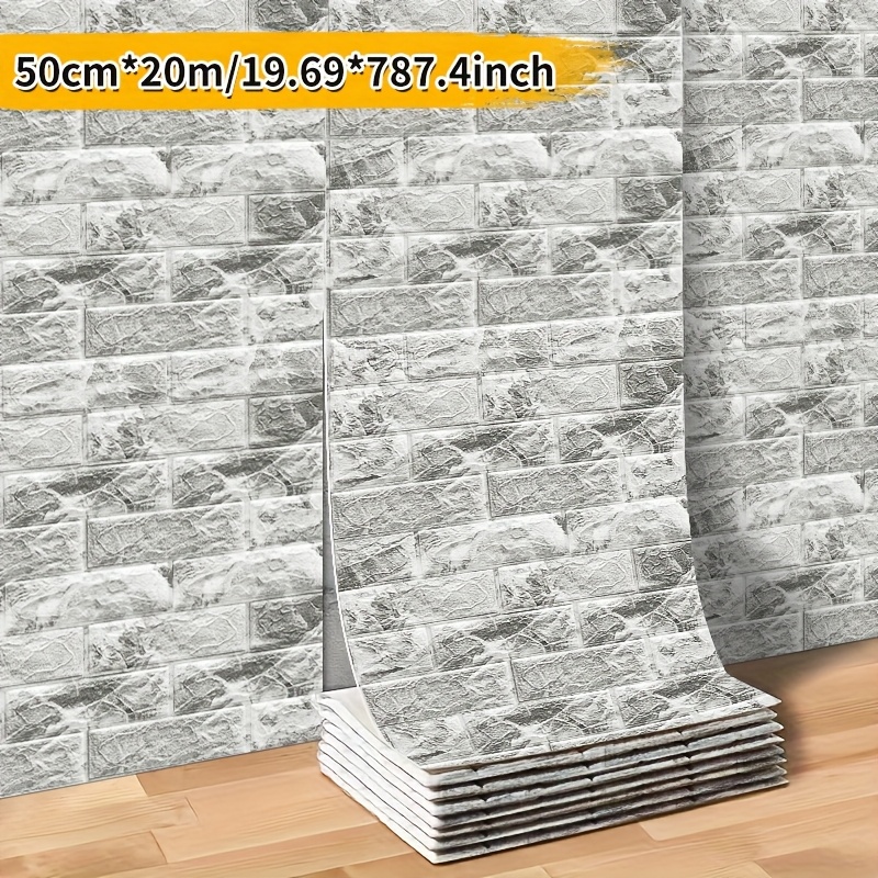 E-shop 20M 3D Schaumstoff Tapetenpaneele, Selbstklebende Ziegelmuster Wandaufkleber, Verdicktes IXPE Material, Heimdekoration Wandfliesen, Abziehen und