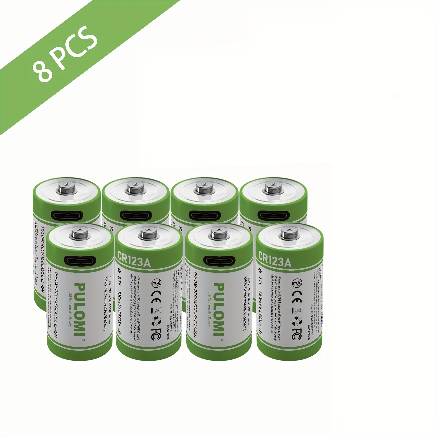 TEMU 8pcs Pulomi Cr123a Batteries Rechargeable Lithium Batteries 3.7v 700mah High Capacity, Usb-c Fast Charge (1.5h) & 1200 Cycles, Compatible With