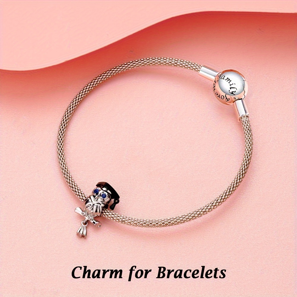 925 Sterling Silver Graduation Dangle Charm for Bracelet & Necklace