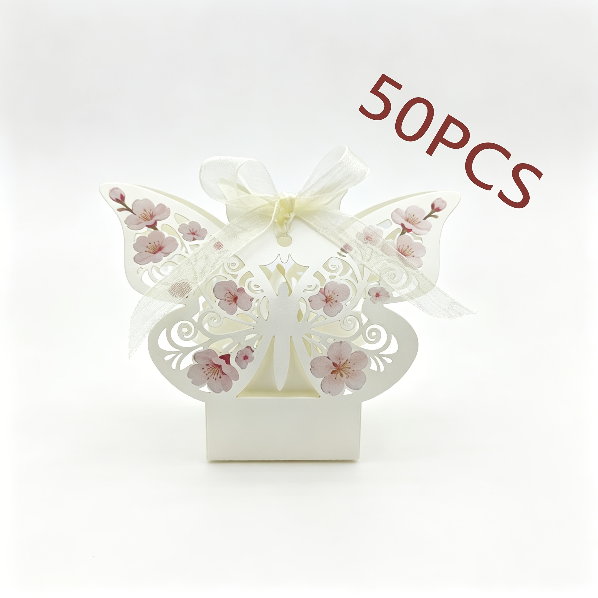 TEMU Regalo /Lui 25/50 pz Scatole Porta Caramelle Creative a Forma di in Stile con Stampa di Fiori di Rosa, Scatole per Bomboniere da
