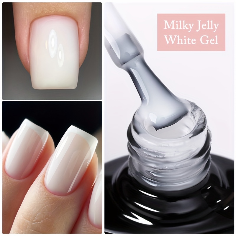 

Milky Jelly Nude Gel Nail Polish, Semi-transparent Uv Top Coat, Long-lasting French Manicure And Everyday Nail Art, High Gloss Shine Finish