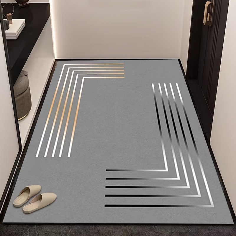 

Tapis en Ultra-Absorbant et Épais - Antidérapant, Séchage Rapide pour Cuisine, Salle de Bain et Entrée - Design à Rayures avec Support en Caoutchouc