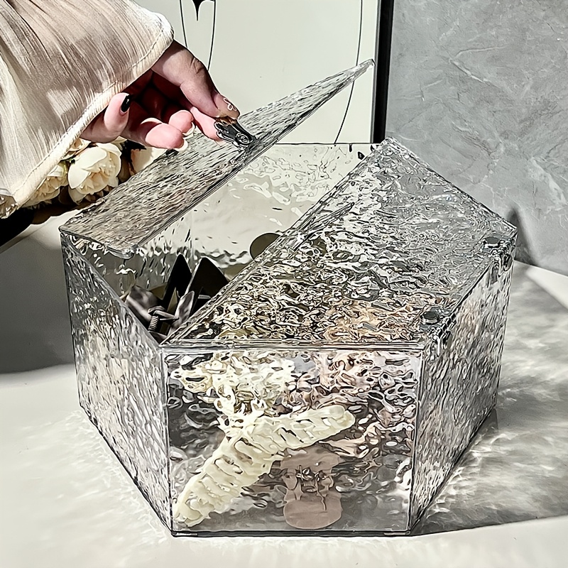 contemporary pet stacking storage box with lid clear acrylic organizer for hair accessories jewelry cosmetics large capacity high end makeup remover and mask holder hair accessories storage organizer open storage bins for   jewelry boxes Product details 1
