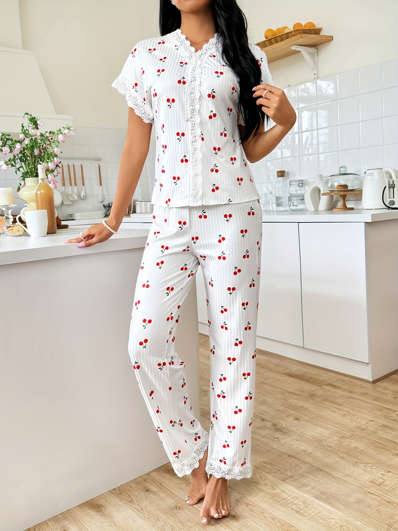 Ensemble De Pyjama 2 Pièces Avec Bordure Contrastée Pour