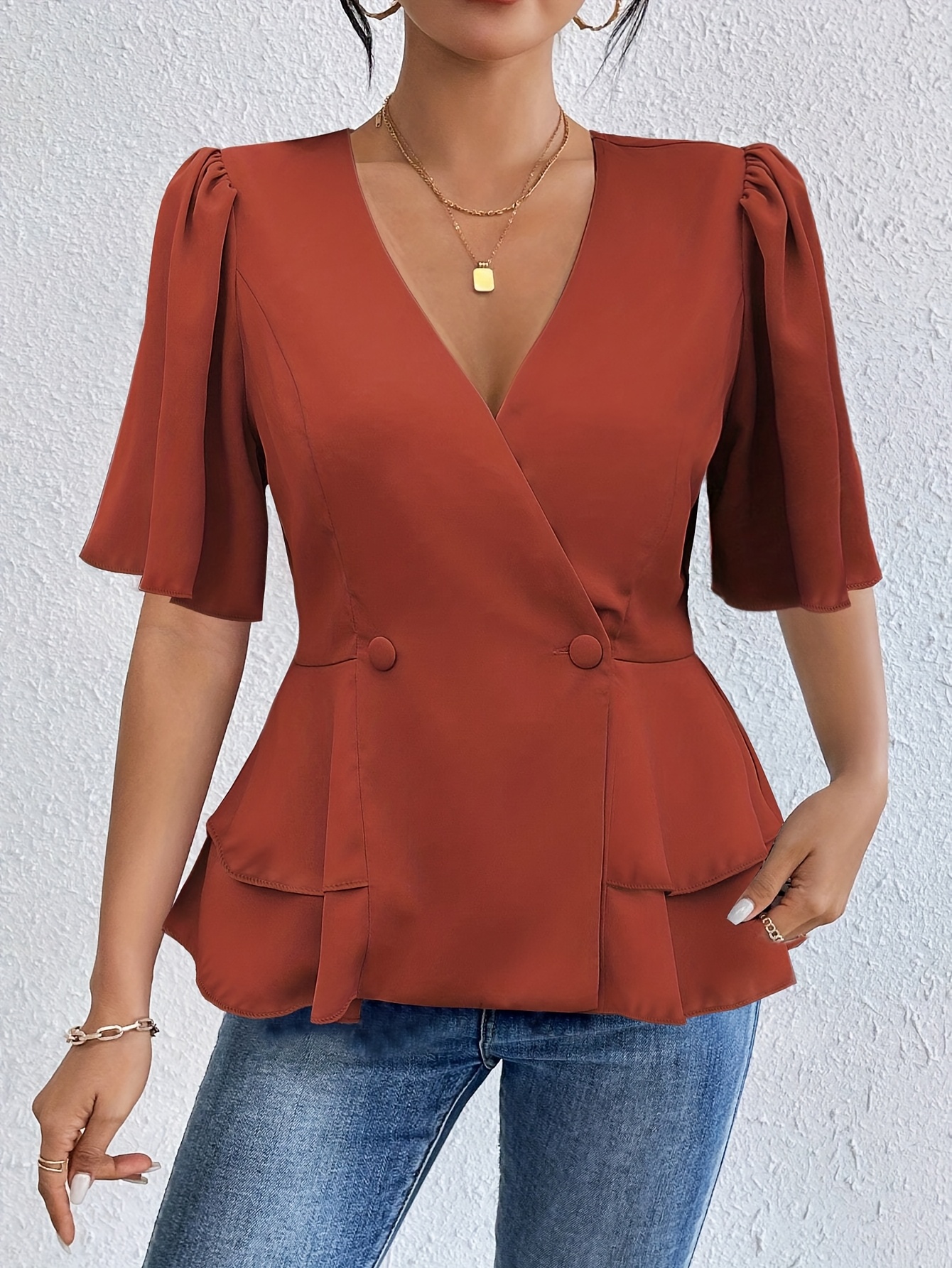 Suruali Mishono Ya Blauz Za Vitenge Peplum Blouse Roupa