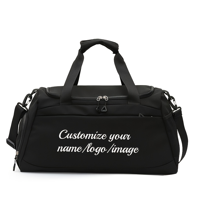 TEMU 1pc Customizable Name/logo/image Large-capacity Travel Luggage Bag With Shoe Compartment, Adjustable Shoulder Strap, And Handles. Bag For