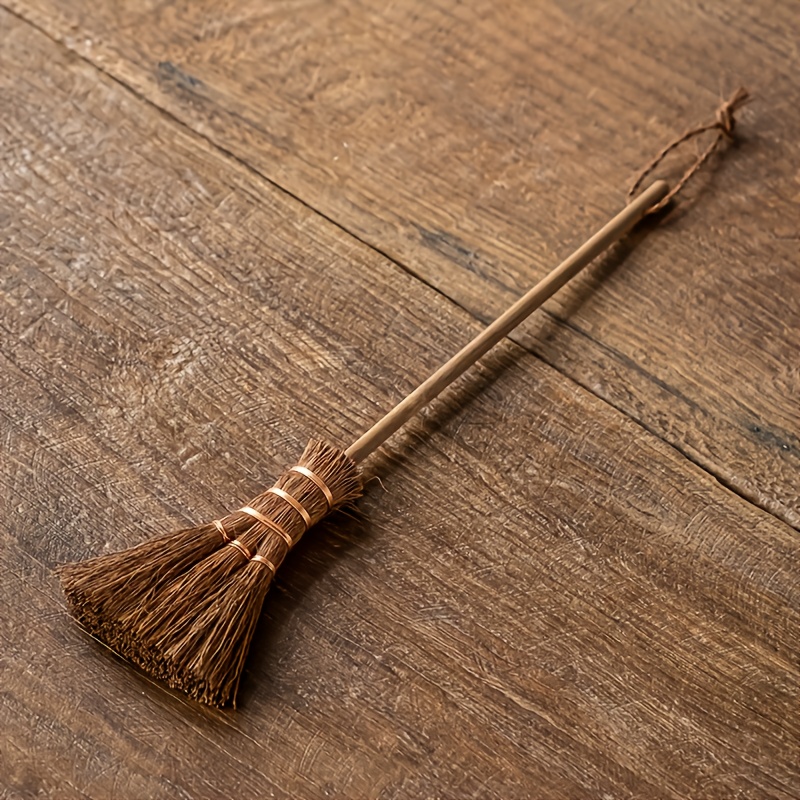 Image of Mini Wooden Broom - Portable, Reusable, Medium Firmness, Brown Bristles | Ideal For Bedroom, Living Room, Car, Desktop & Keyboard Cleaning