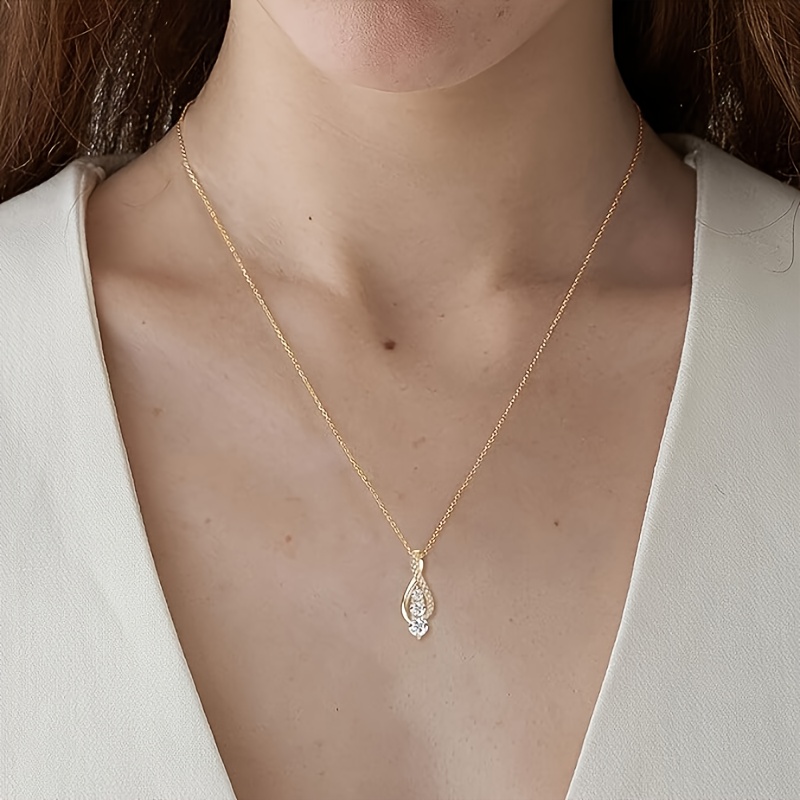925 Sterling Silver Moissanite Necklace with Three Pendants