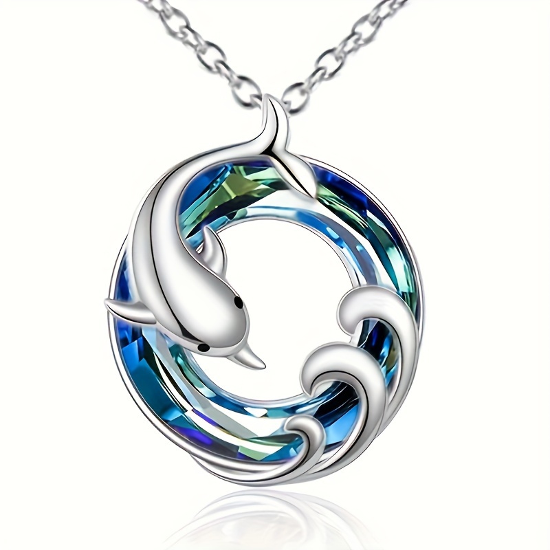 

Elegant Fashion Round Dolphin Pendant Necklace Dolphin Pendant Design Jewelry Perfect Gift