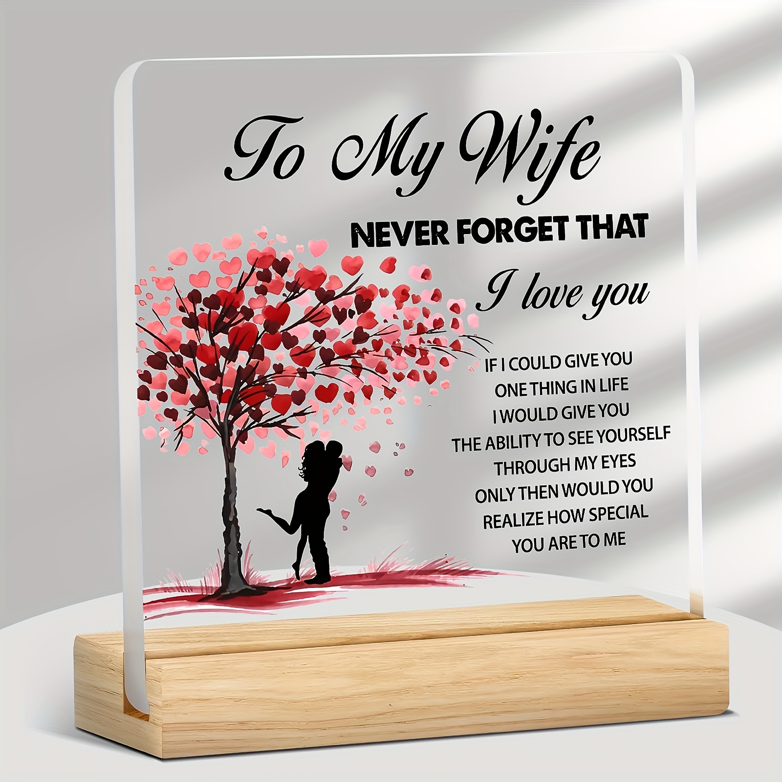 

1pc, Romantic Valentine's Day Gift For Wife Acrylic Desktop Sign Decorative Plaque For My Wife Desk Sign Keepsake Home Bedroom Desk Decoration