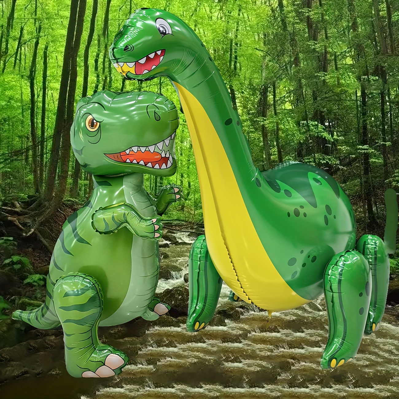 Image of 2pcs Green Dinosaur Foil Balloons - Self-sealing, Durable Aluminum For Birthdays, Christmas, Themed Parties & Office Decorations, Festive Event Accessories| Dinosaur Design|durable Party Balloons