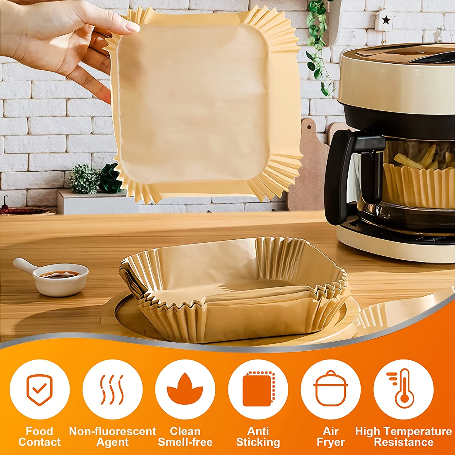 200-Pack 6.3" Round Air Fryer Parchment Liners - Disposable Non-Stick Baking Sheets For 3-5 QT Fryers