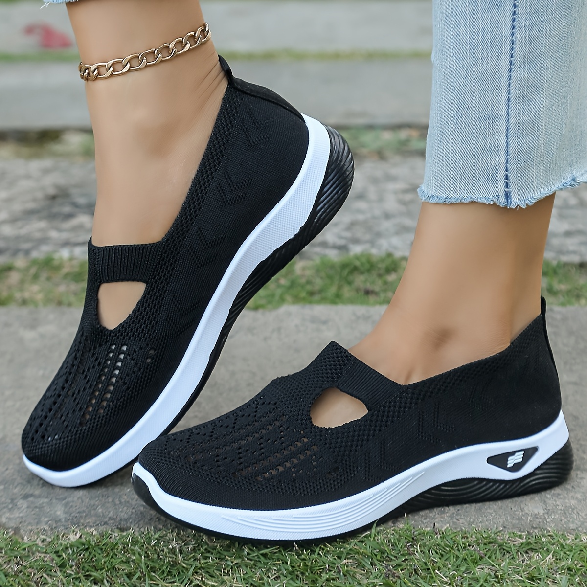 

Women's Breathable Fabric Road Running Sneakers, Casual Slip-on Walking Shoes, Lightweight, With , For Comfort