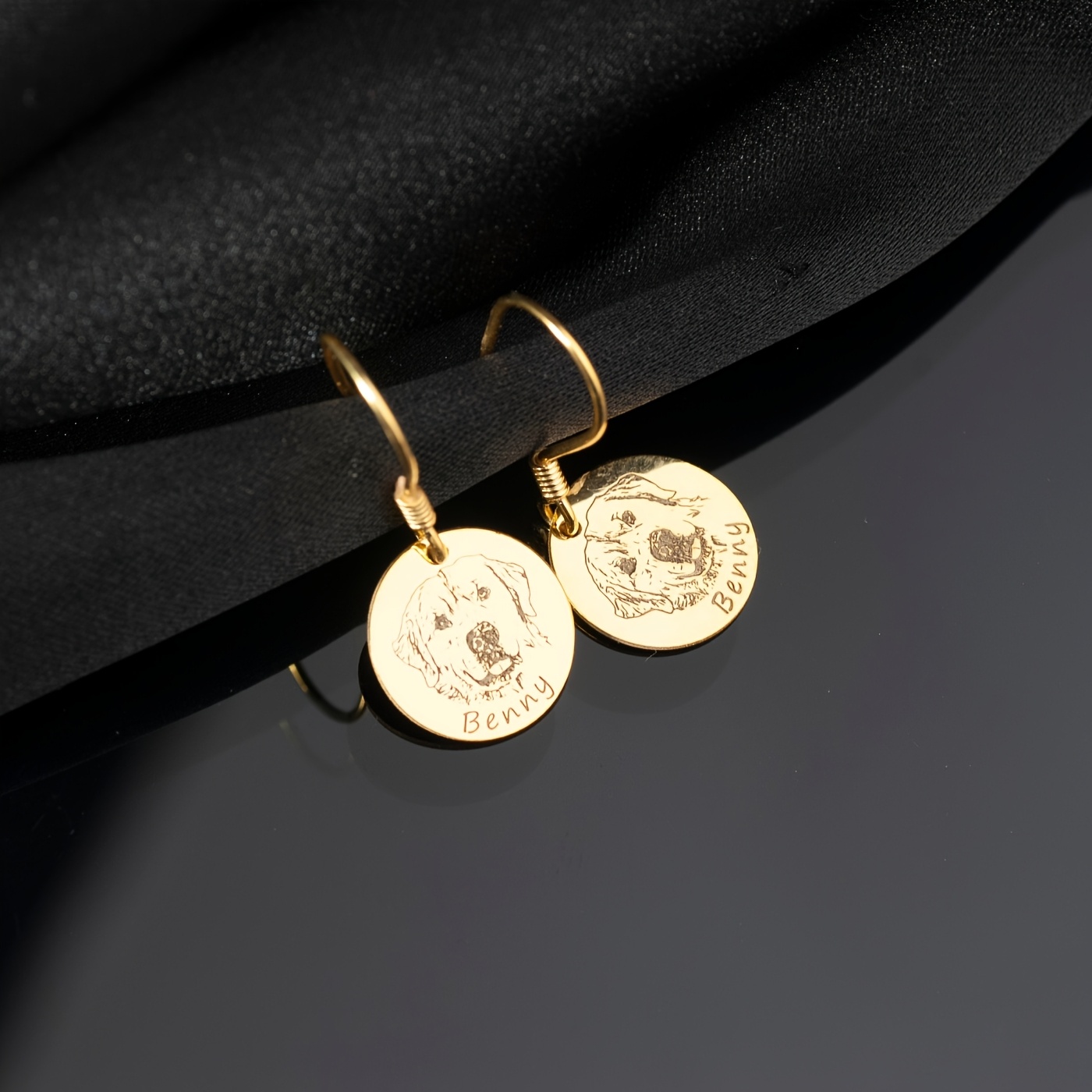 TEMU Custom Stainless -painted Photo And Name Round Tag Earrings / Style, Engraved Or Have Designs / Birthday Gift, Valentine's Day Present