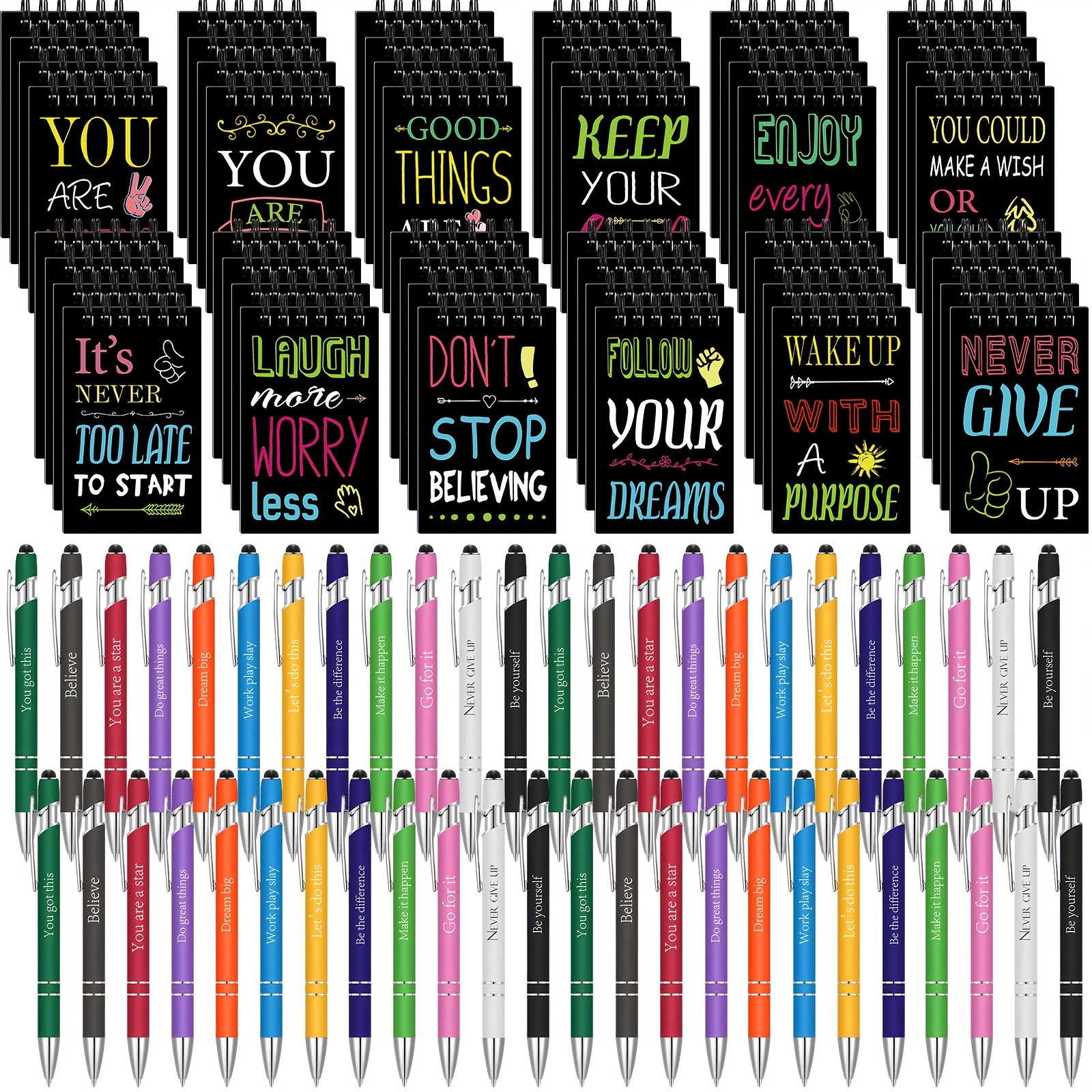 

96 Pcs Motivational Inspirational Set Notebooks Motivational Ballpoint Inspirational Notepads Christian Women Christmas