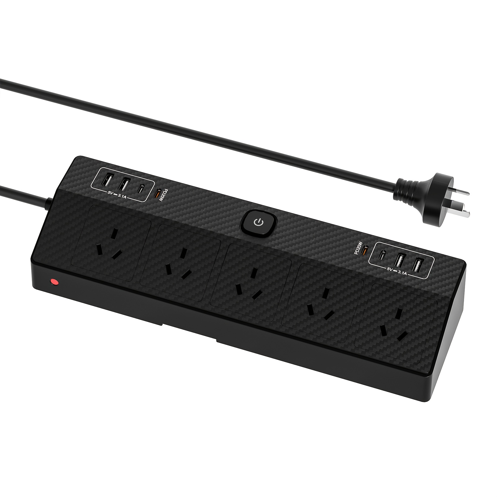 TEMU 13in 1 Power Board With 5 Ac Sockets, Cable, 4 Usb A And 4 Usb C Protectors, With Switch, Very Suitable For Home And Office Use