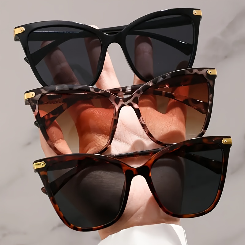 

3 Pcs Women's Cat Eye Glasses, Pc Lens, Fashionable And Versatile Plastic Frame For Daily Wear