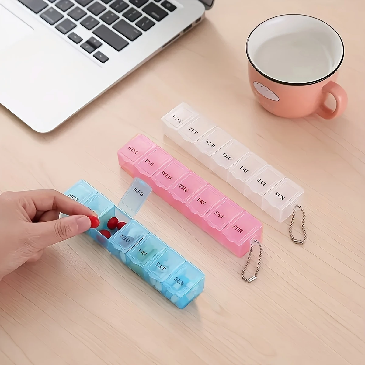 1 шт., органайзер для таблеток, 3 цвета, аптечка для таблеток на 7 дней, еженедельный держатель для планшетов, органайзер для хранения, контейнер для таблеток, разветвители для коробок для таблеток подробные сведения 3