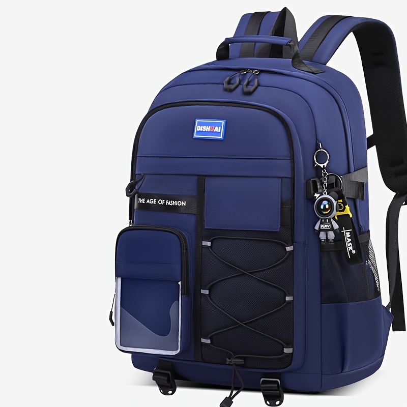 [Nylon Casual Backpack] Durable Nylon Casual Backpack - Large Capacity, Spine Protection, Zipper Closure - Hand Wash, for High School Middle School