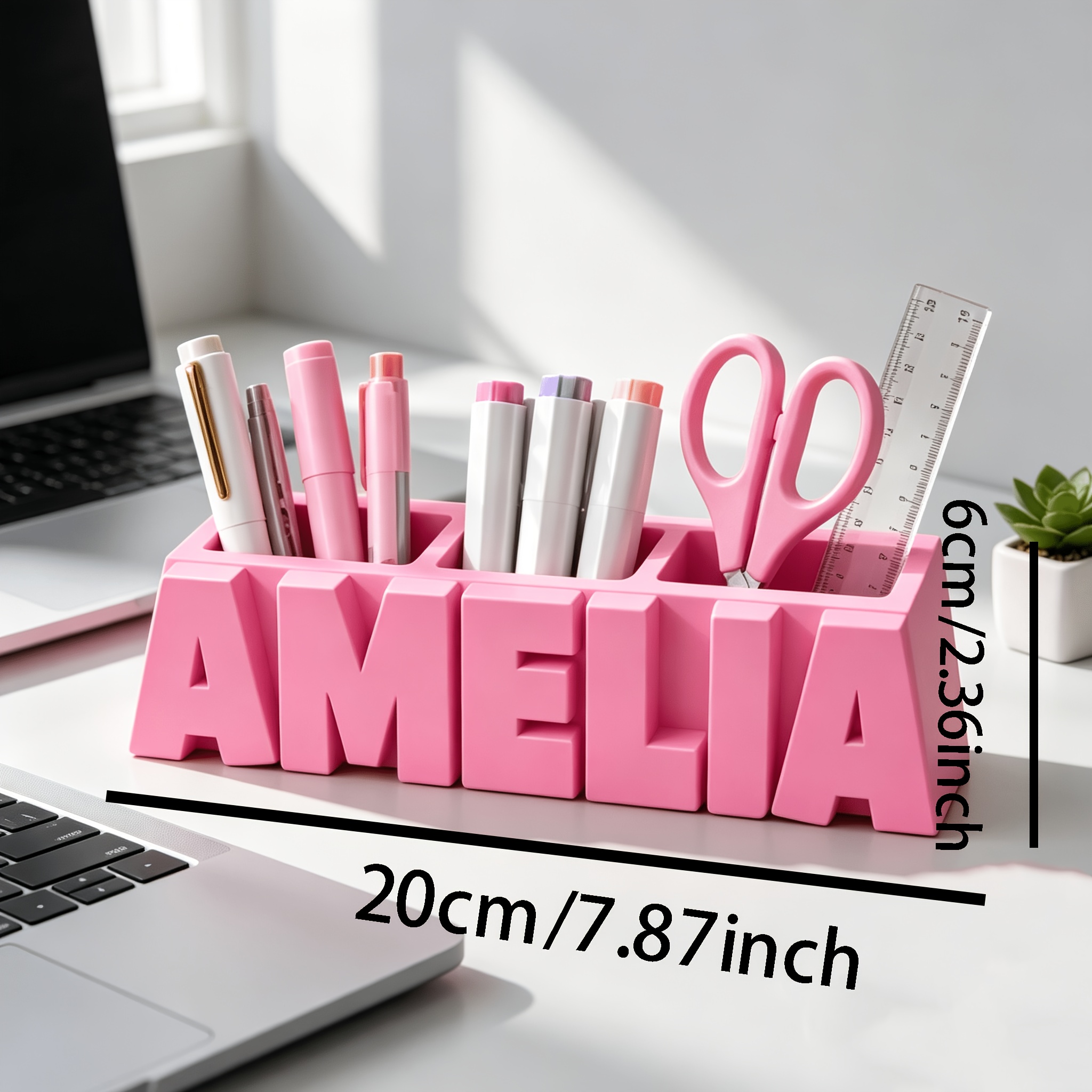 TEMU Personalized Name/initials/date Desktop Organizer & Pen Holder - Custom Couple Gift Suitable For Wedding, Anniversary, Engagement Keepsake,