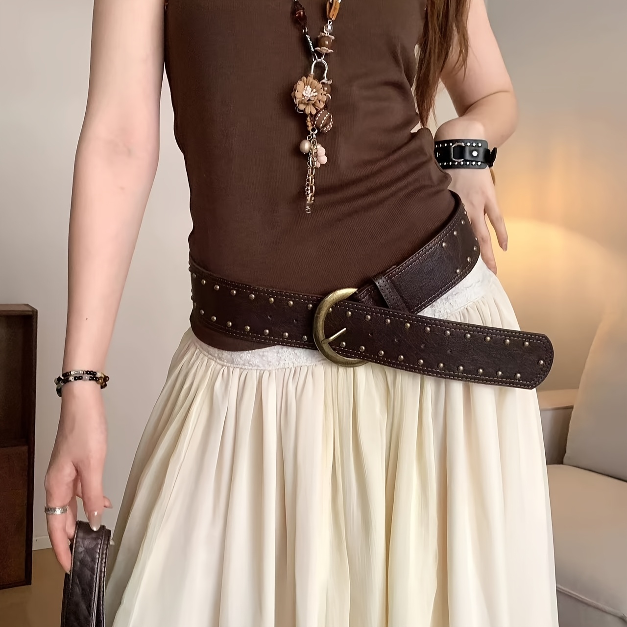 brown waist belts for dresses Outfit Thick Belt Dress Brown Wide Elastic Belt Womens Wide Leather Brown For every detail of this luxurious belt emphasizes its owners refinement Other Fashion Accessories Fashion Lady