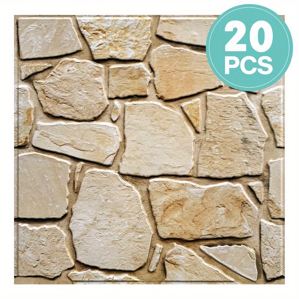 This Package Includes Ten Self-adhesive 3d Wall Panels Featuring A Stone-like Pvc Surface, Each Sized At 30 By 30 Centimeters, Intended For Decorating Interior Walls
