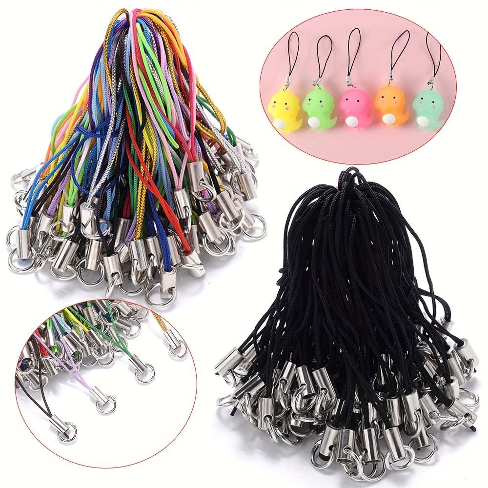 

300pcs Colorful Nylon Lanyard Cell Phone Split Ring Keychain Strap Cords For Jewelry Making Diy Supplies