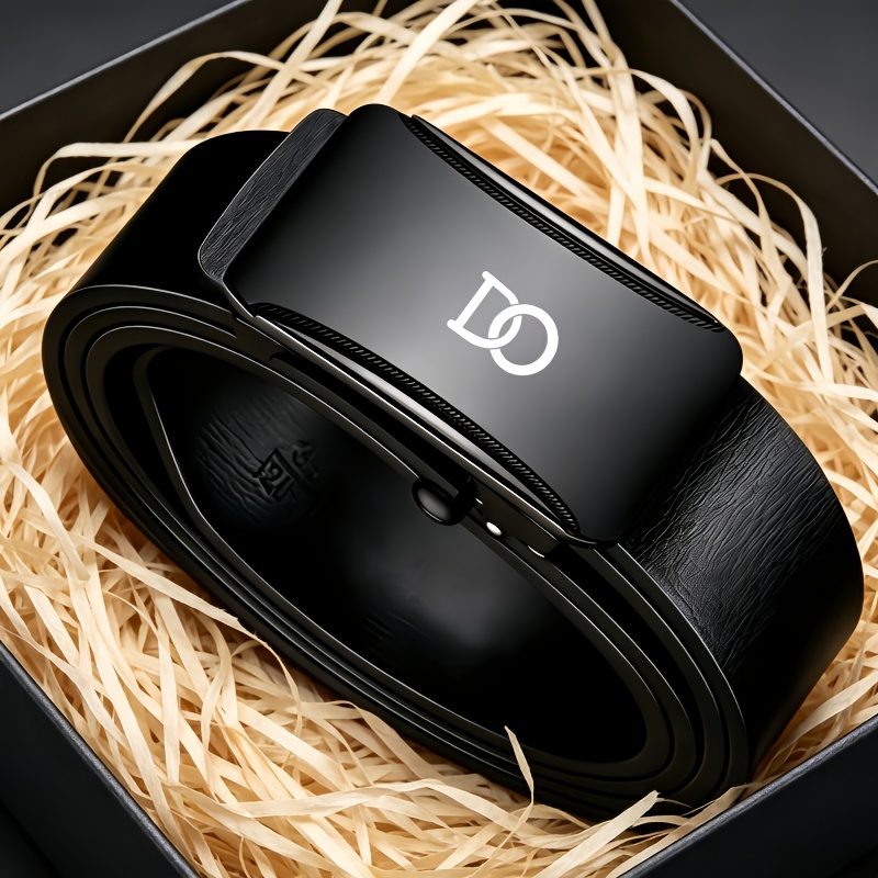 DO Pattern Men's Belt with Alloy Automatic Buckle