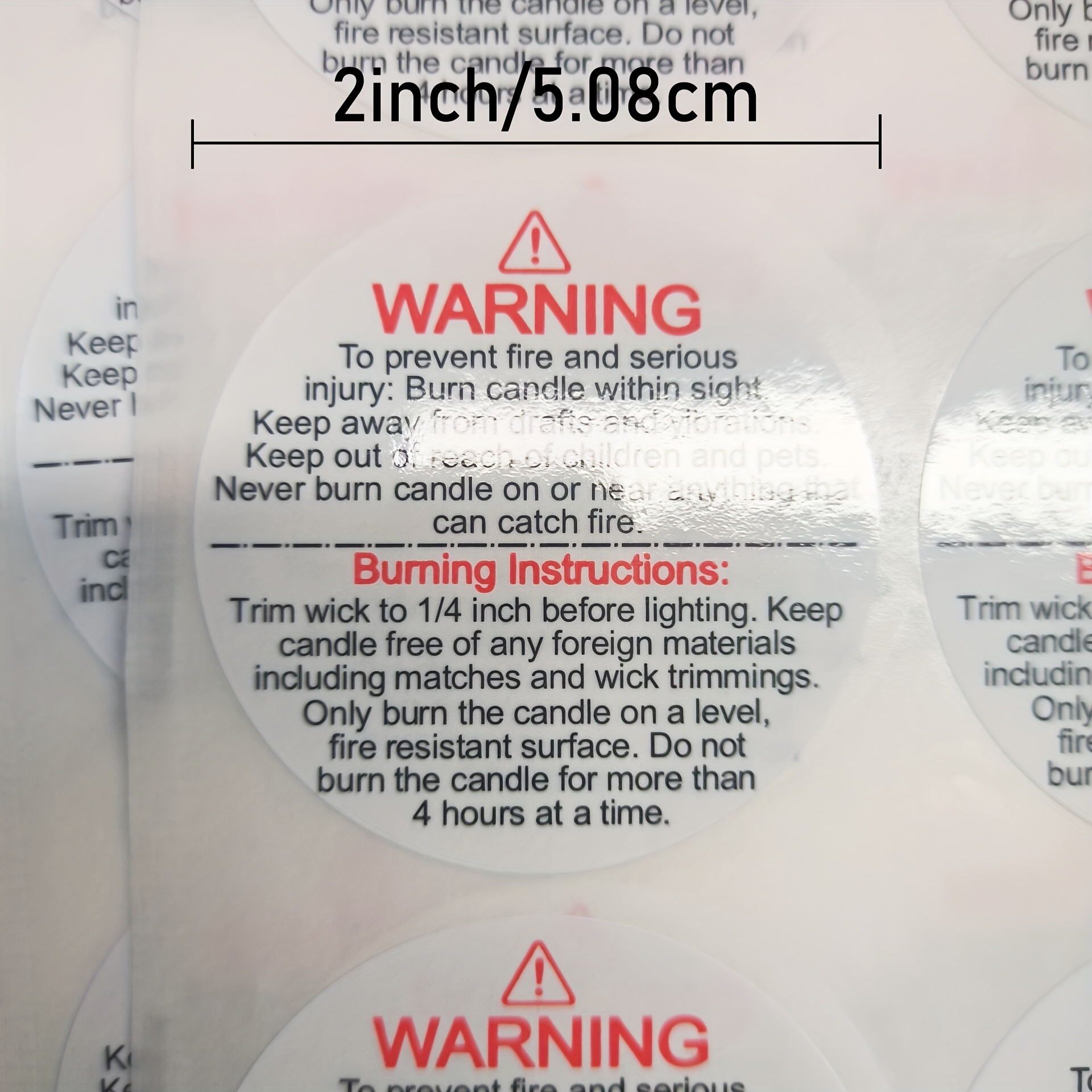 

Candle Warning Label Stickers, 2-inch Candle Can Container Label Safety Label Stickers, 120pcs Warning Labels