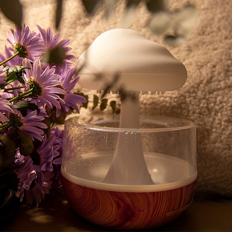 1pc mushroom rain cloud humidifier, featuring 7 led light , serves as an adorable night light. this quiet humidifier is perfect for room relaxation and decoration, functioning as a small night light aid with options | Great Deals | Temu