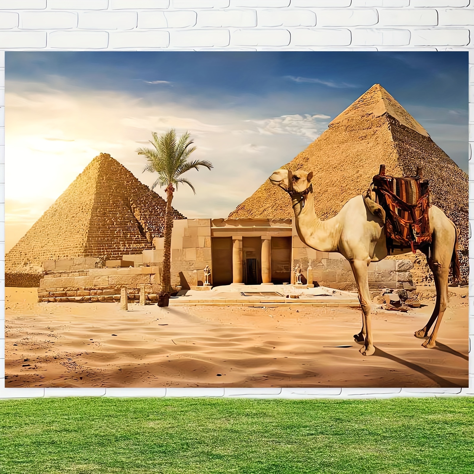 1pc pyramid backdrop     country egypt pyramid camel photography backdrop photo photography background props studio indoor decorations 1