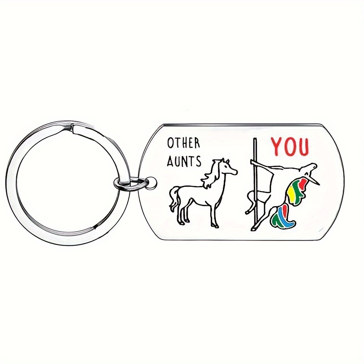 TEMU 1pc Color Printed Stainless Steel Military "other Aunts" Key Chain, Couple Key Chain, Birthday Gift