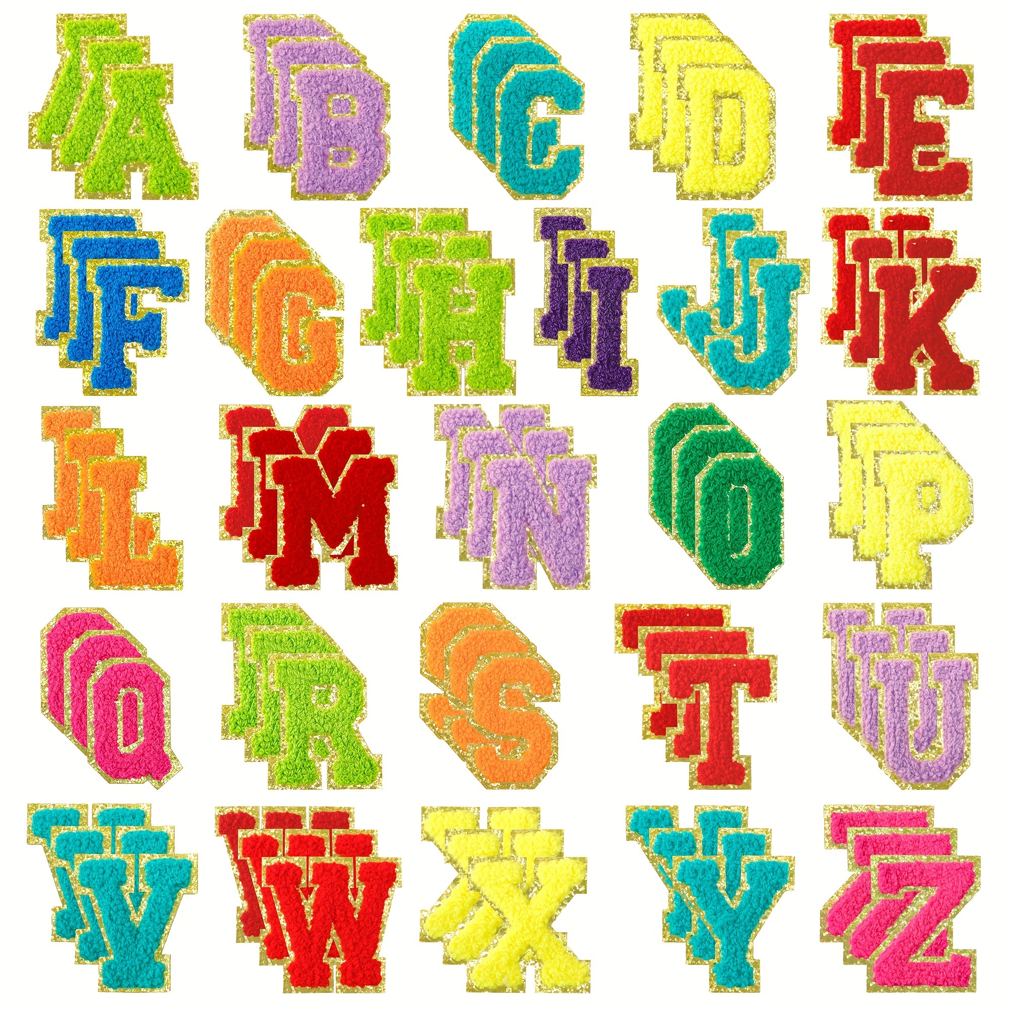 

78pcs Multi-color Glittery Felt Letter Patches For Clothing, Bags, Shoes, Jackets - Festive Decorative Appliques