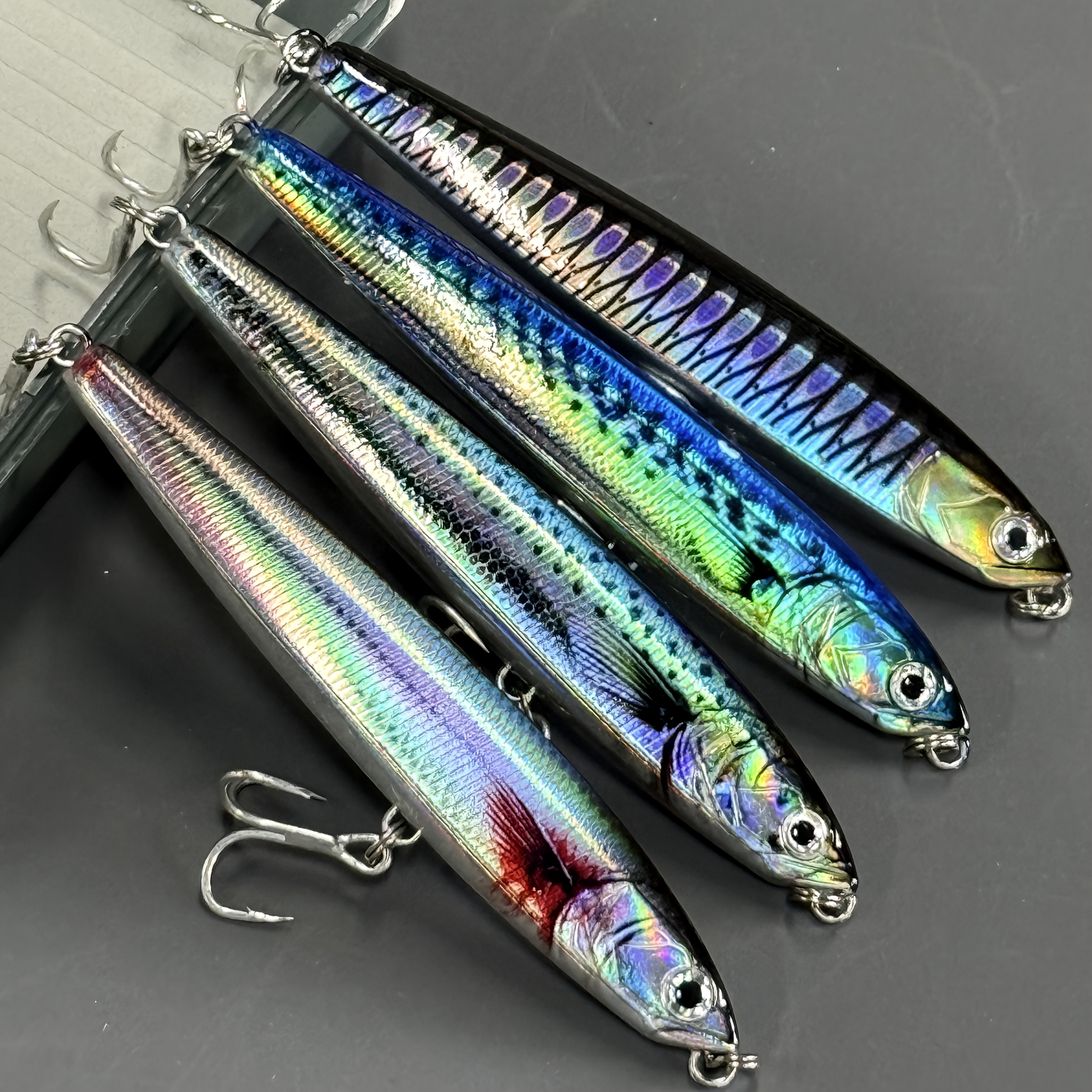 TEMU Confezione da 4 esche da pesca artificiali, 10.5 cm 23.5 g, stampa 3D laser con rivestimento bio-mimico, esca da pesca a matita affondante a