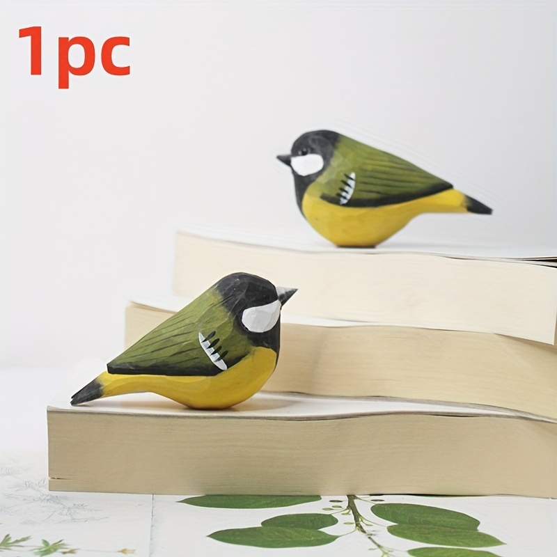 

1pc Wooden Carved Bird Ornament Handmade Gift Creative Desktop Decoration