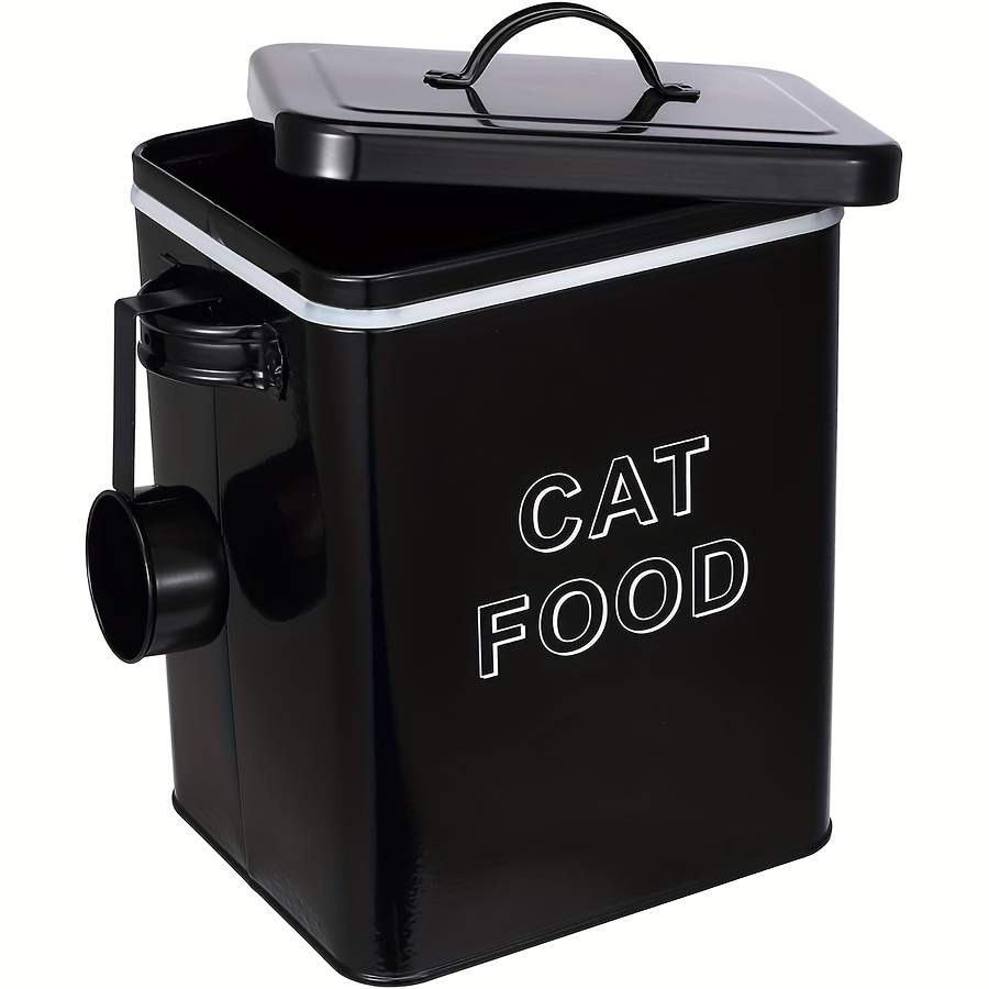 

Cat Food Storage Box Food Box With Airtight Lid And Spoon Sturdy Pet Food Storage Box, 5 Farmhouse Style Cat Food Box Black