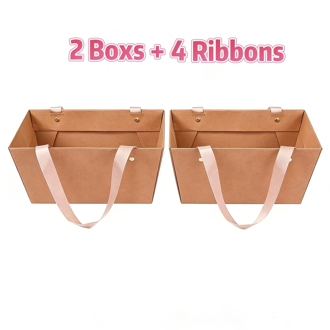 E-shop Geschenkset für Sie/Ihn, inklusive 2 Party-Geschenkboxen (2 Boxen + 4 Bänder) | Geschenkboxen aus braunem Papier, dekorative Blumenboxen für