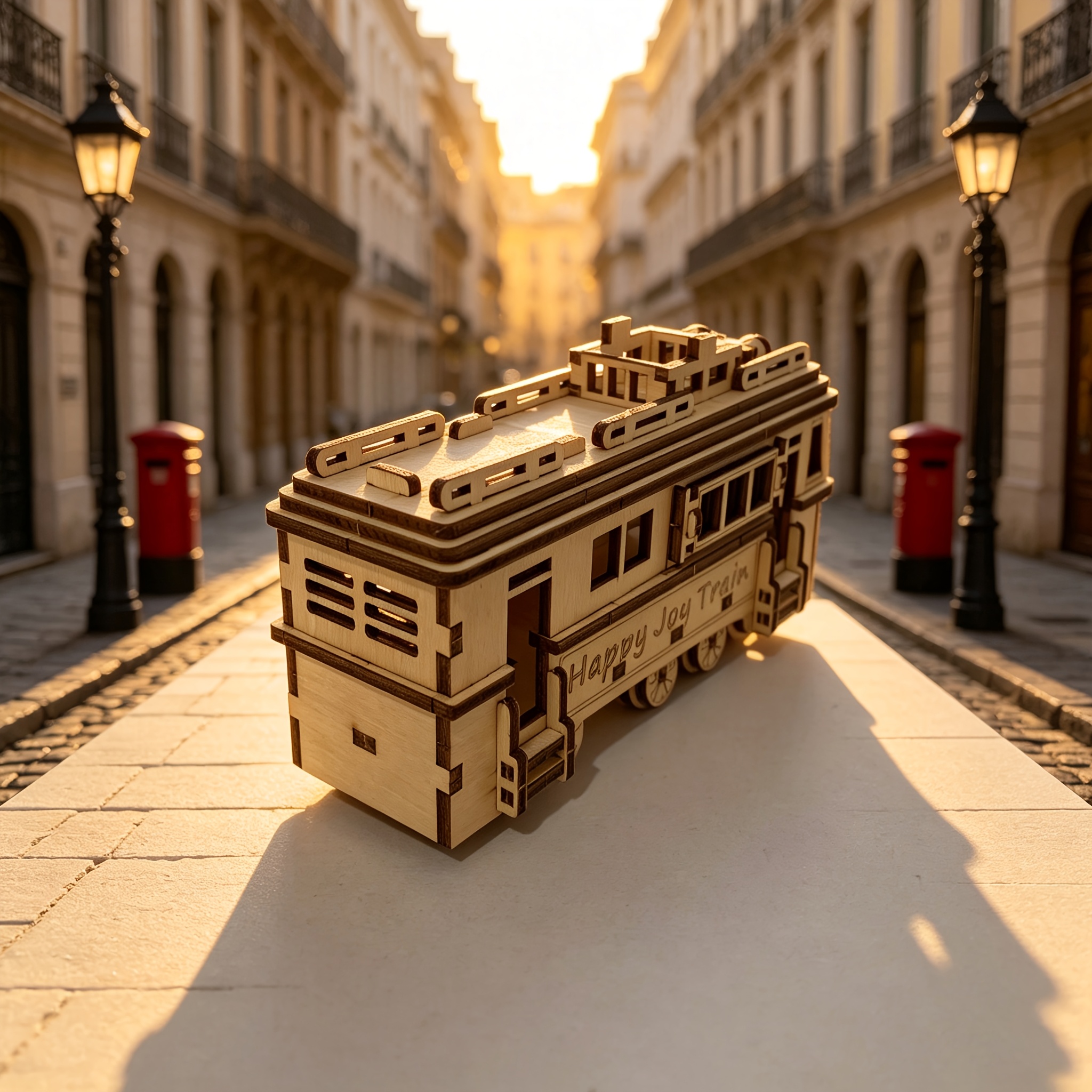 Vintage Wooden 3D Tram Puzzle