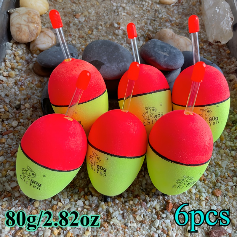 TEMU 6pcs Eva Fishing Floats - High- Large Belly Floats With Design, Ideal For Carp & Fishing, Long Casts, Night Fishing, And , Fishing Floats And