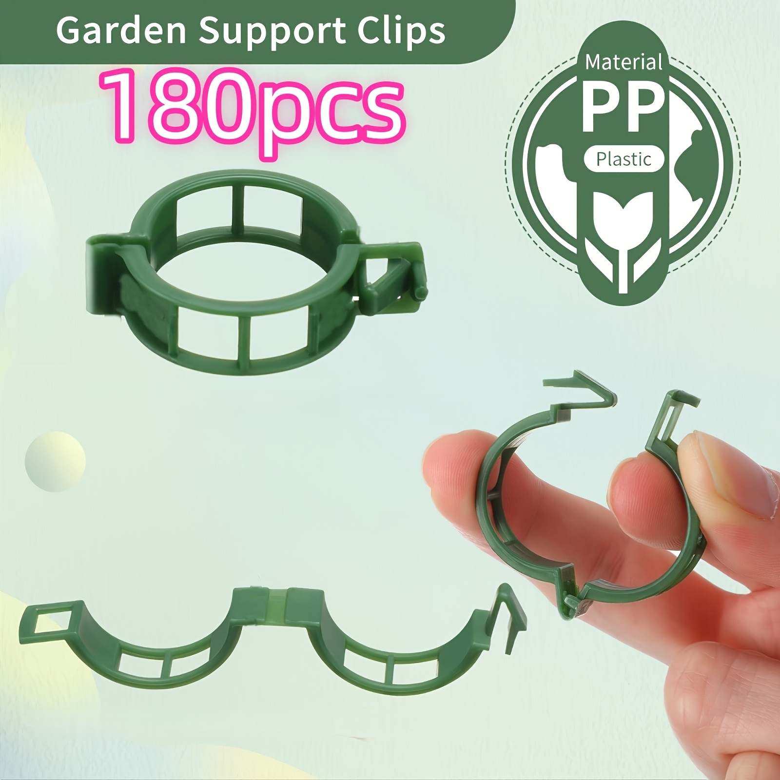 E-shop 180 Stück Tomatenclips für Kletterpflanzen, Kunststoff-Spalier-Pflanzenstützclips für den Garten, wiederverwendbare Clips zur Unterstützung von