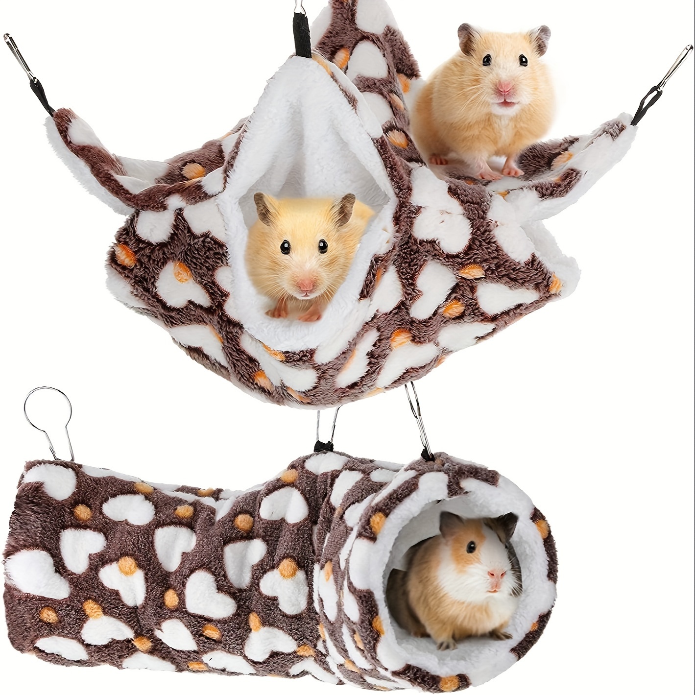 

Double-layer Hammock For Small Pets - Polyester, Detachable, Comfortable Hideaway Tunnel Bed For Hamsters, Squirrels, Chinchillas, Ferrets - Assembled Hanging Pet Hammock With Soft Filling