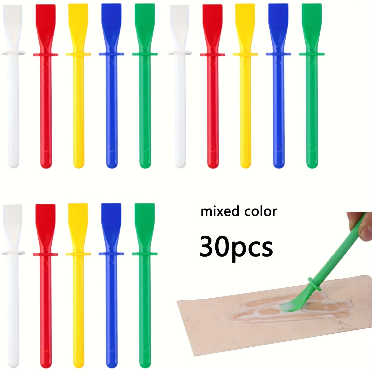 E-shop [Langlebiger Kleberpinsel] 30 Stück Langlebige Silikon-Kleberpinsel Kunststoff-Spachtel-Set | Applikatoren für Epoxidharz, Holzarbeiten,