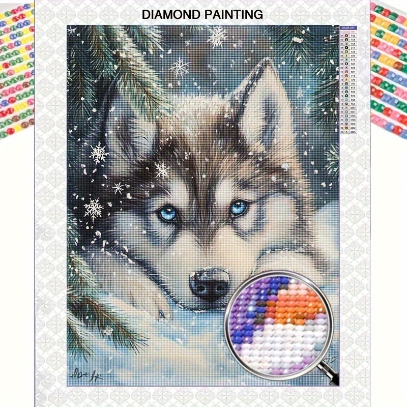 

Modern 5d Kit For Adults - Animal Themed - 40x50cm Orientation Husky Dog Mosaic Diy Craft - Round Diamond Embroidery Set For Decoration -