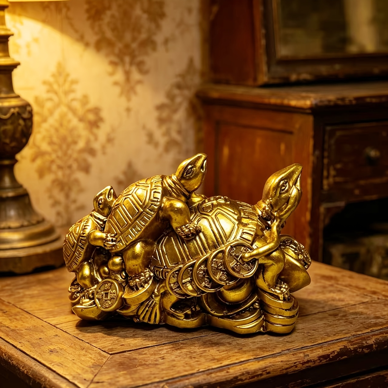 TEMU 1 Vintage Turtle Shui Ornament, A Collectible Gift For Attracting Wealth And Fortune, Statue, And Wish- Home And Office Desktop Decoration
