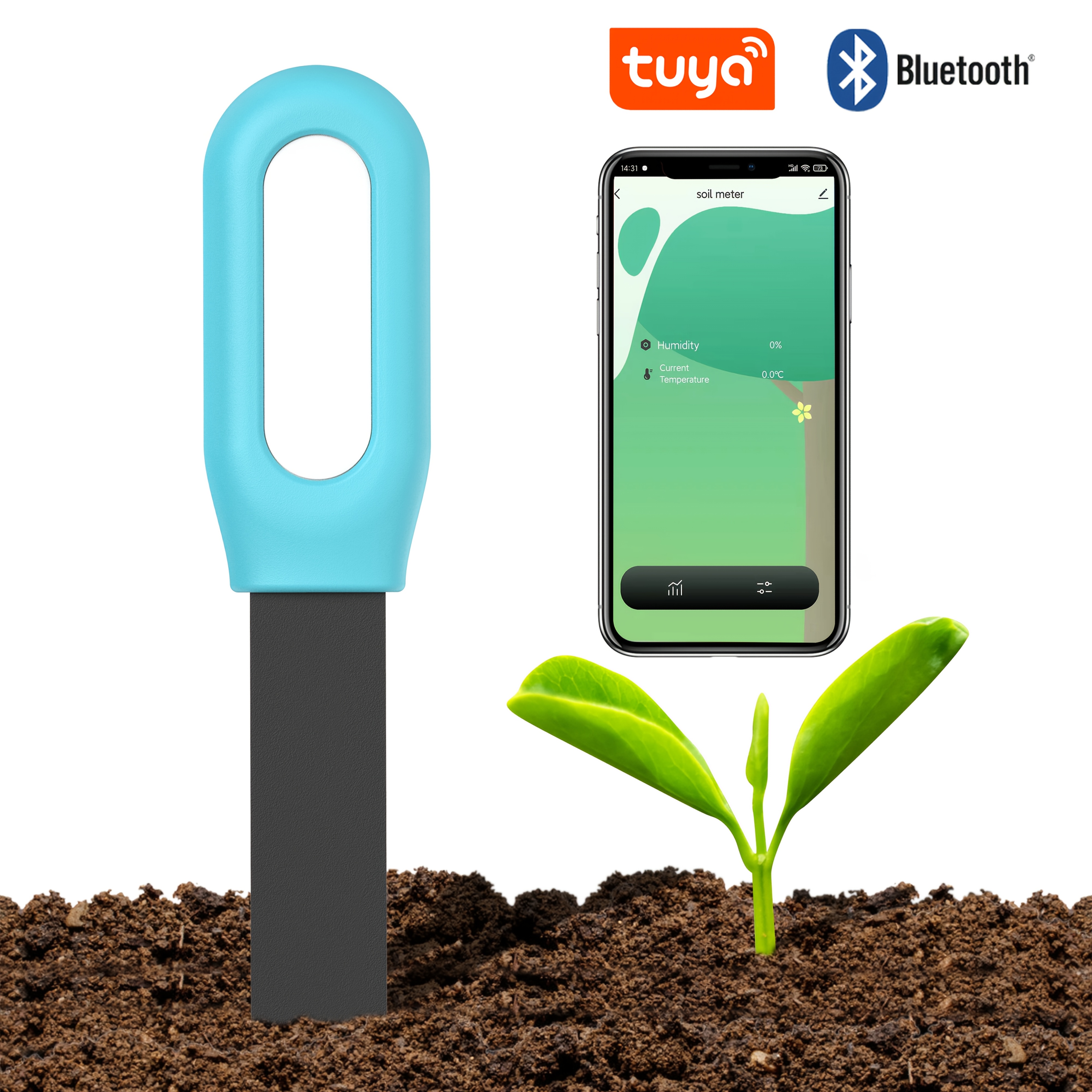 Insoma Smart Blutooth Soil Tester, Temperature Humidity Sensor, Mobile Phone App Real For Indoor Plant, Soil Detector