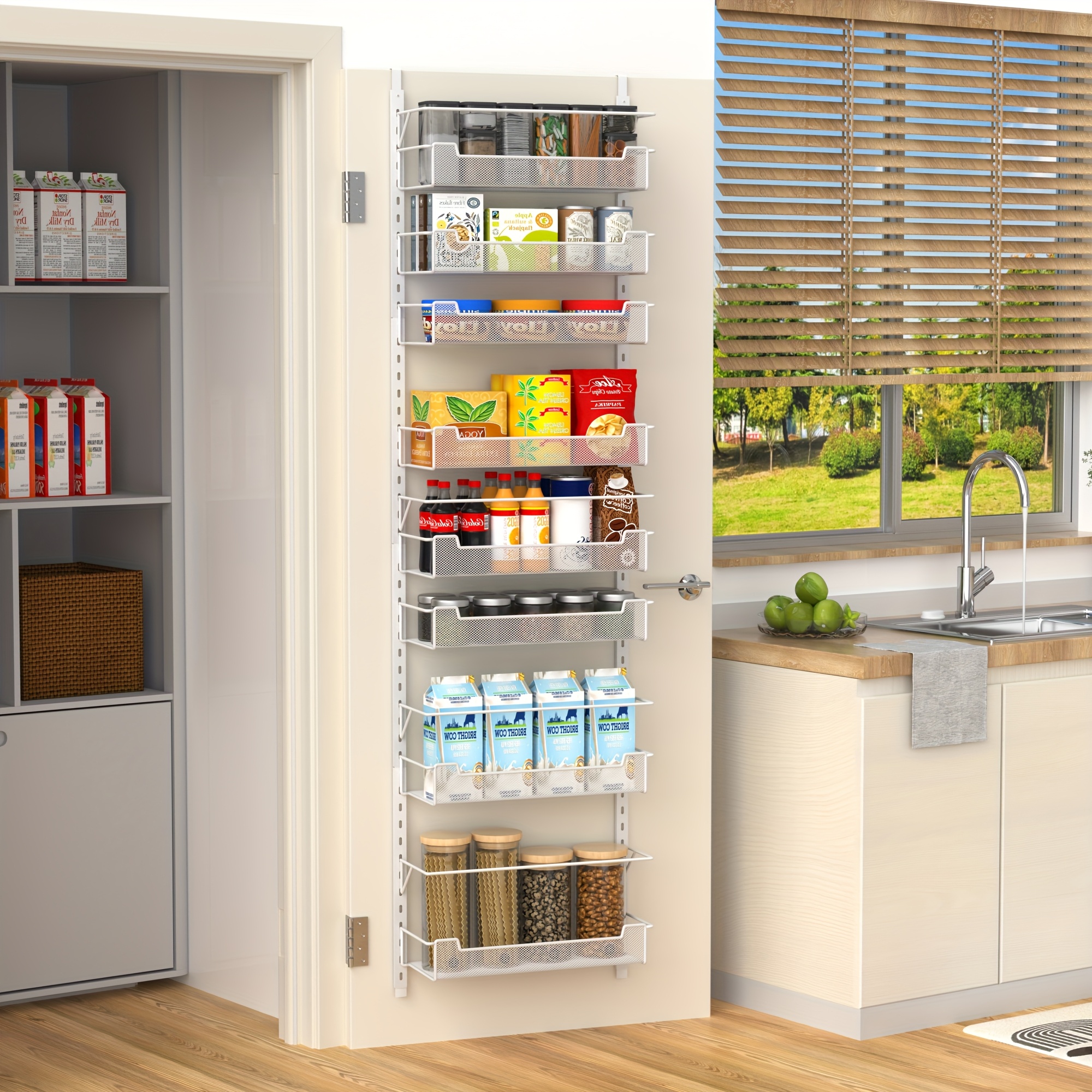 TEMU Over The Door Pantry Organizer, 8-tier Over The Door Organizer With Adjustable Basket, Pantry Door Organization For Pantry Kitchen Storage Room